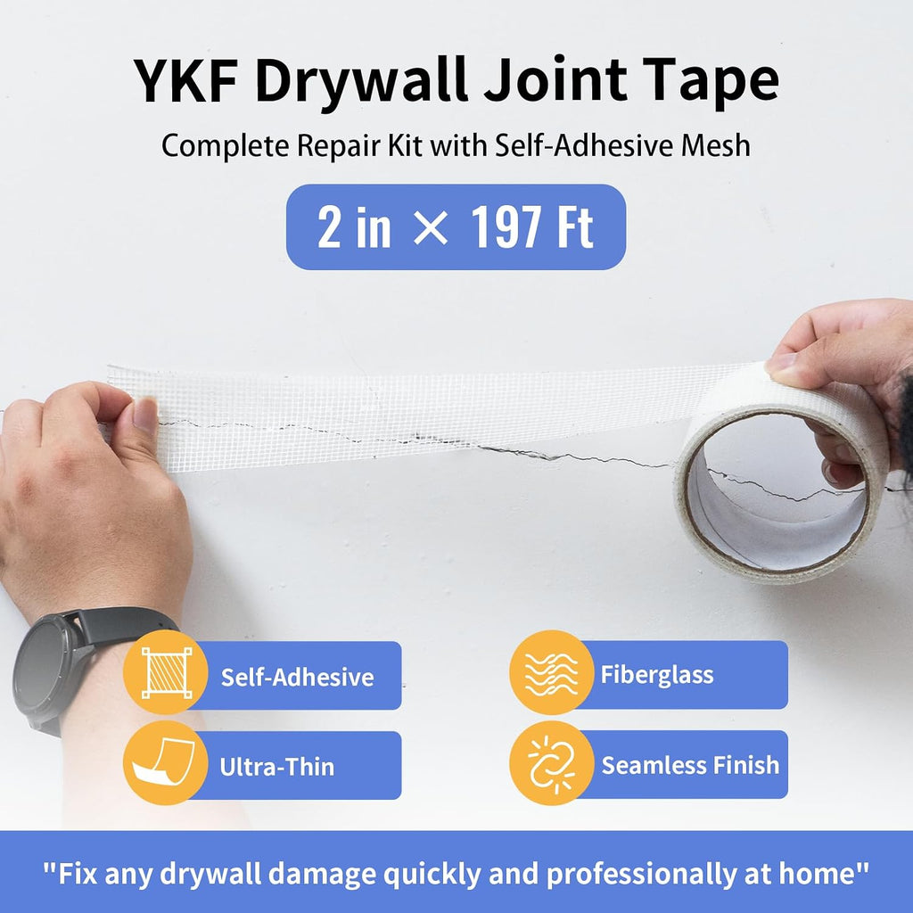 Drywall Repair Kit, 18 oz Ready to Use Quick Dry Wall Repair Paste with Scraper and Self-Adhesive Mesh, White Spackle