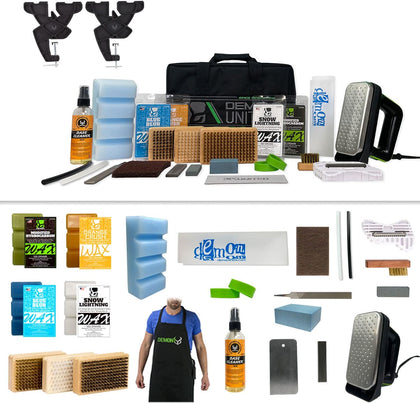 Demon Charger Plus Ski and Snowboard Tuning Kit with Iron, Wax, Vise, Brush Kit, Base Cleaner and Wax Apron