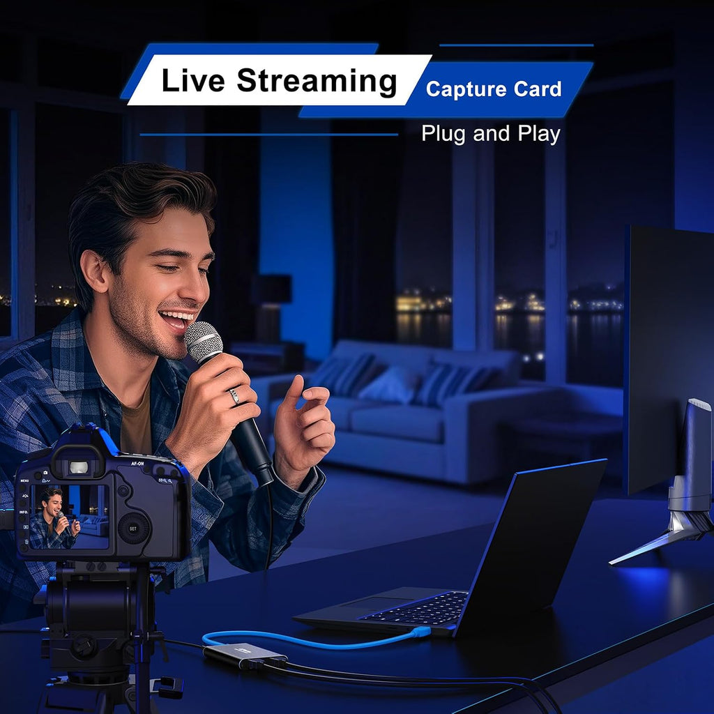 HDMI Video Capture Card, Stream and Record in 1080P60 with Ultra-Low Latency, 4K HDMI in/Loop Out, USB 3.0 to PC