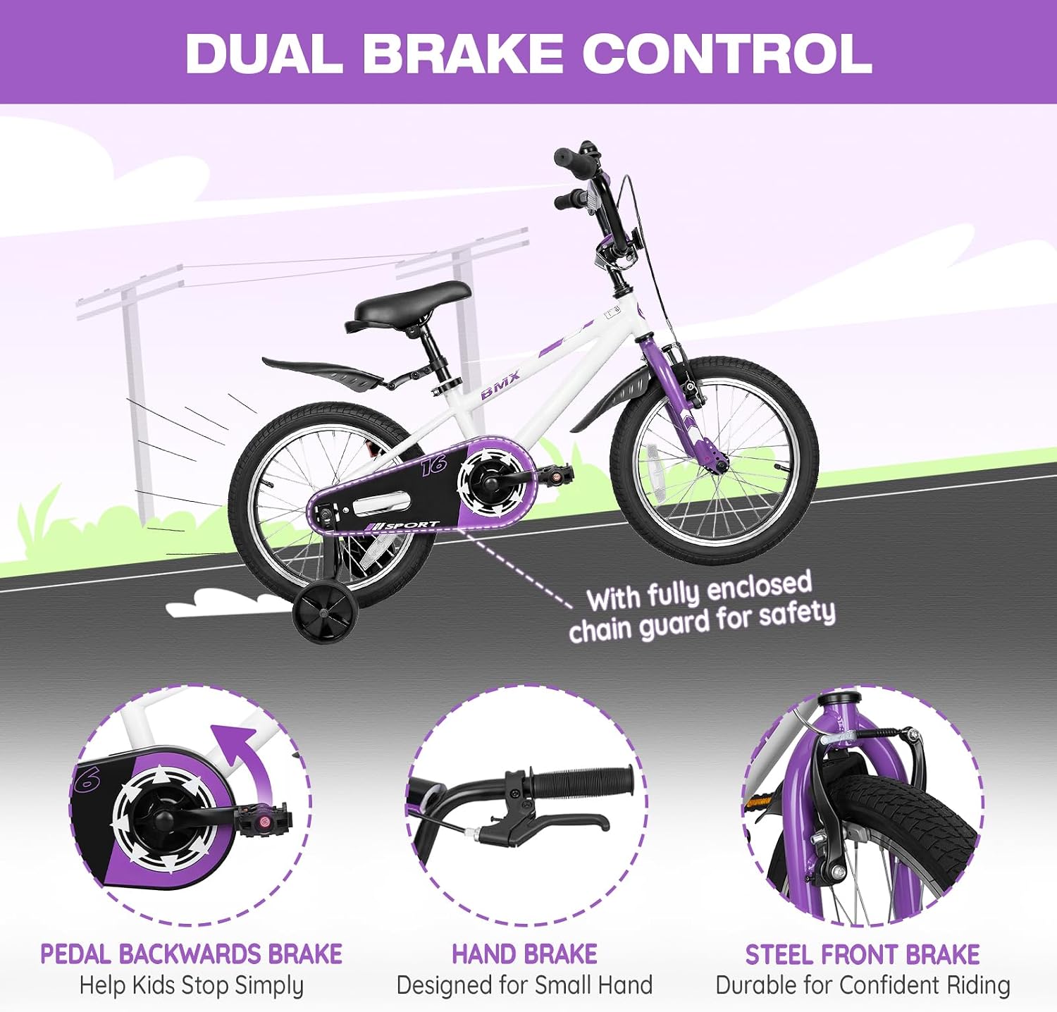 16 20 Inch Kids Bike BMX Style Child Tween Bicycle Rider Ages 4-12 | High Carbon Steel Frame, Adjustable Seat