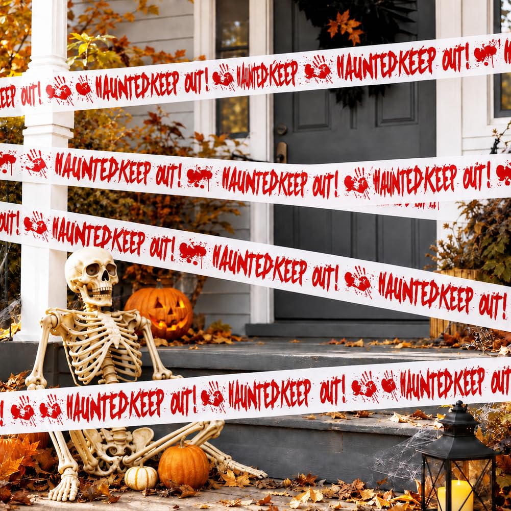 4Pk 3" x118ft Halloween Caution Tape for Haunted House Decor