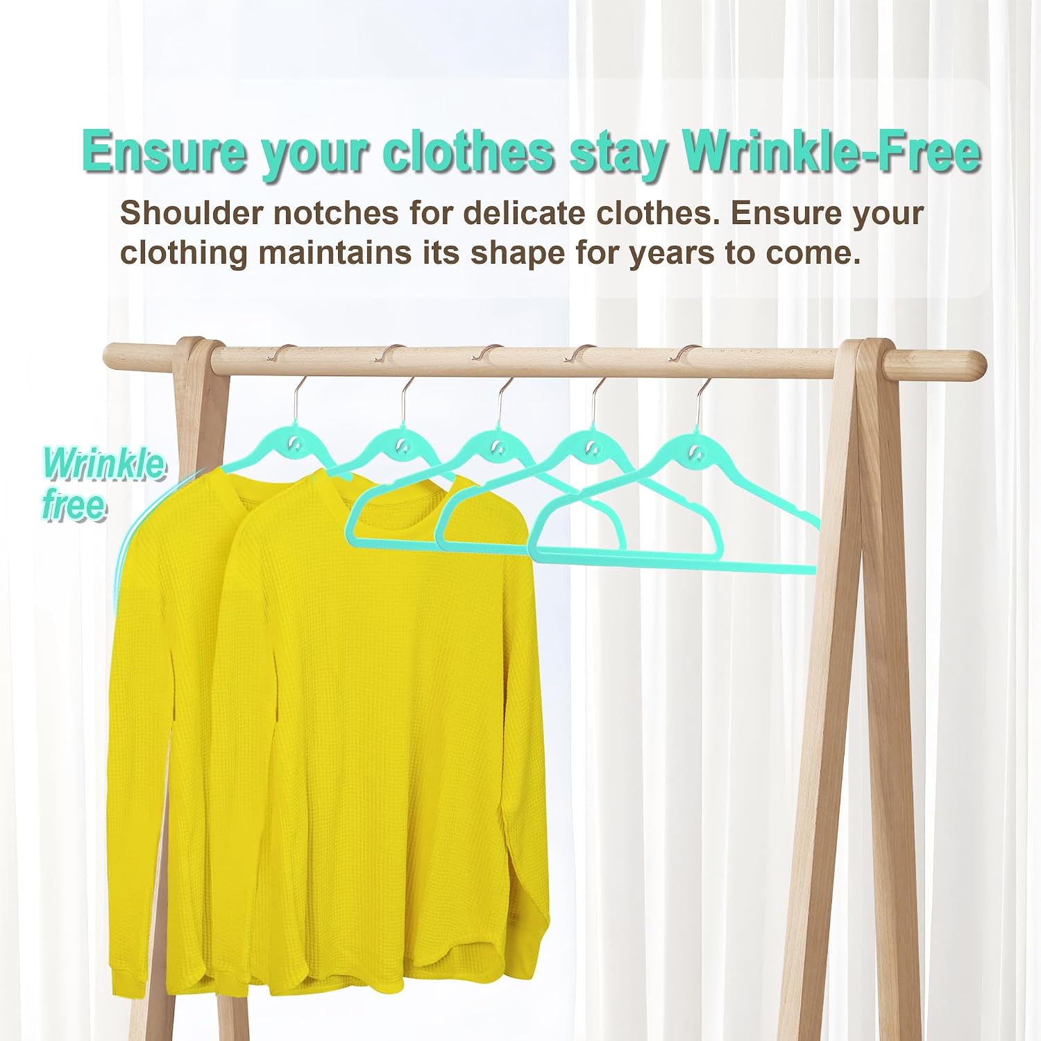 Multi-Color Premium Velvet Hangers with Mini Hooks, Pack of 50, Non Slip, Space Saving Cascading Clothes Hangers, 5