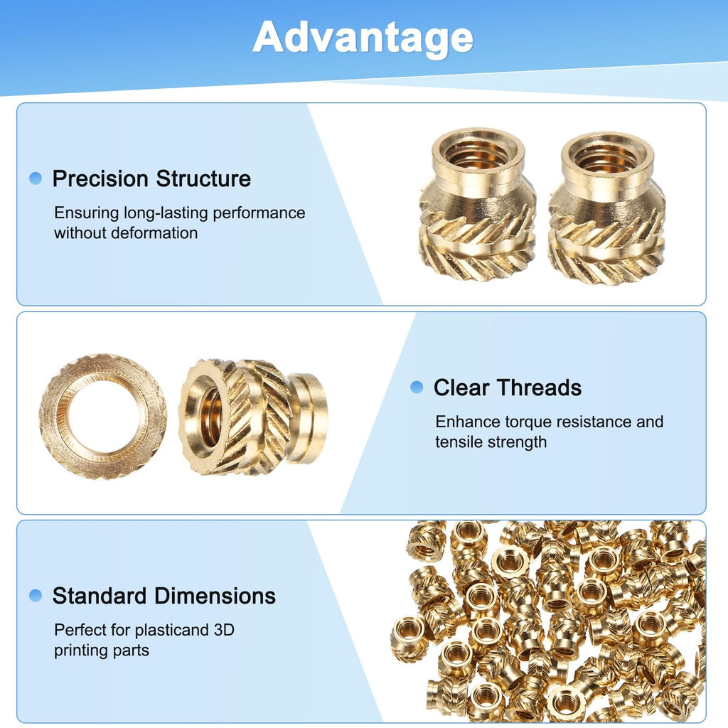 M METERXITY 70-Pack Threaded Inserts M4x7x7mm Brass