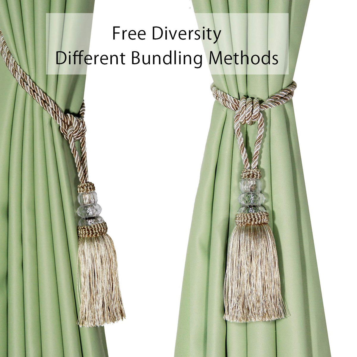 2 Pack Curtain Tiebacks Hand-Woven Holdbacks Tassels Tiebacks