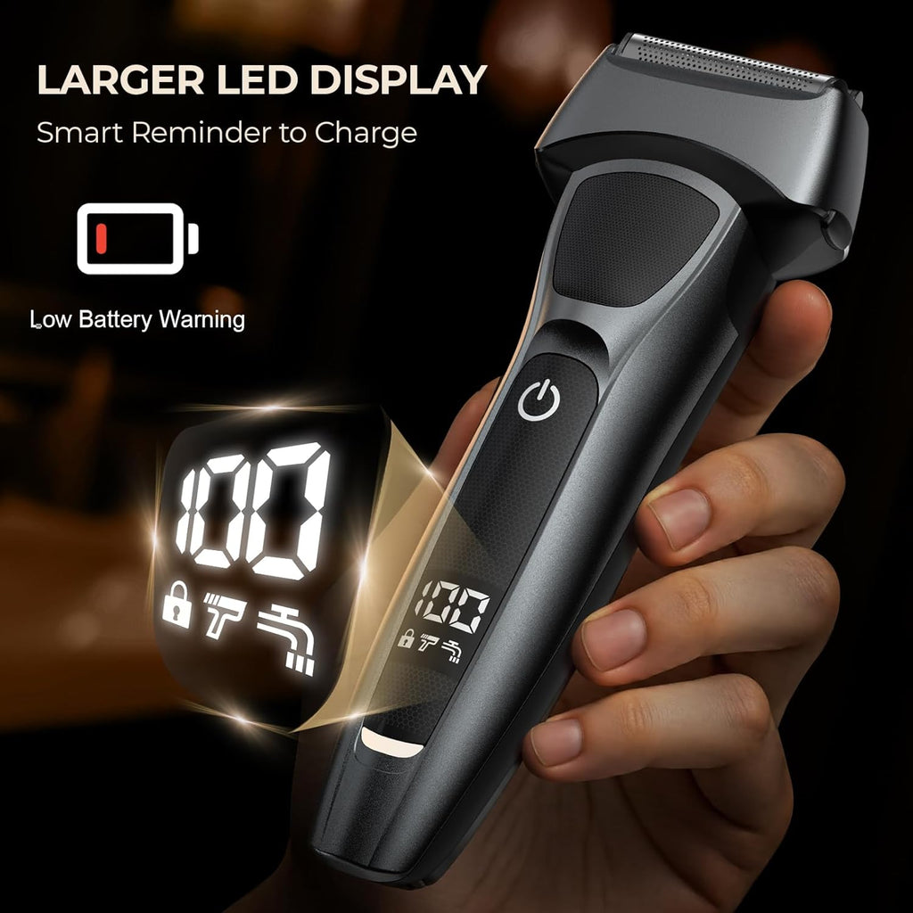 Foil Shaver for Men: Rechargeable Electric Razor Cordless - Waterproof Wet & Dry Electric Shaver with Precision