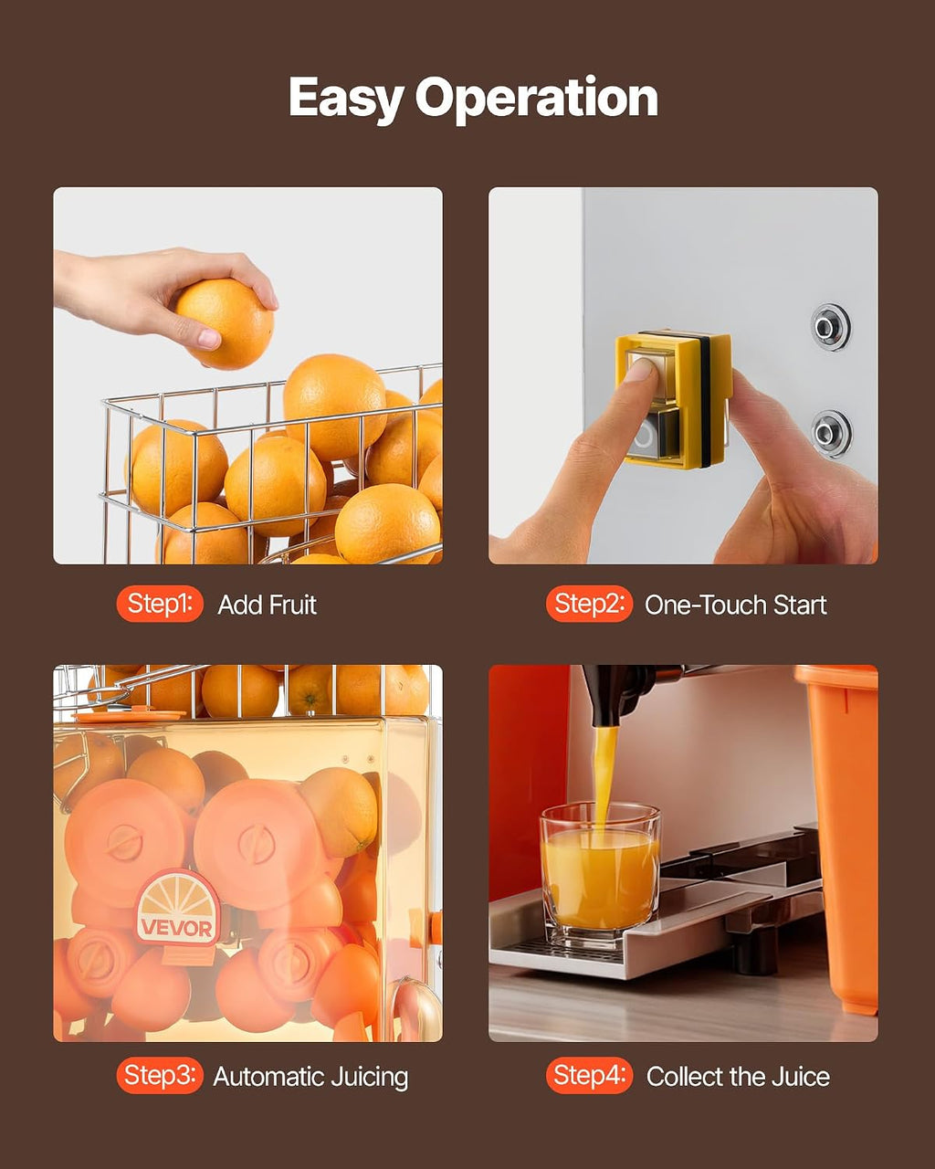 Commercial Orange Juicer Machine, 120W Electric Orange Juice Press, Stainless Steel Orange Squeezer for 20 per