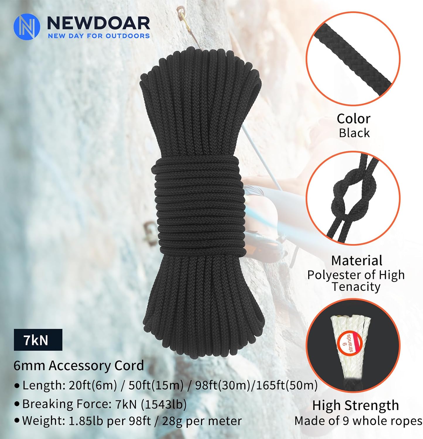 Static Climbing Rope 6mm Accessory Cord Rope