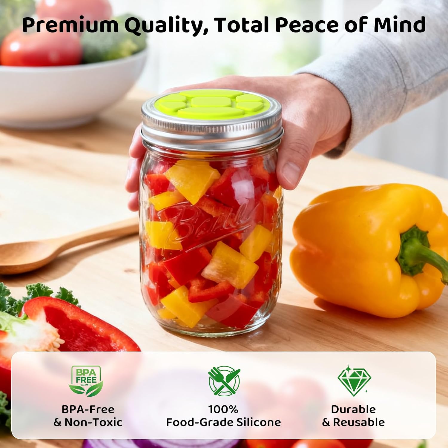 The Complete Fermentation Kit: 6-Pack Fermenting Lids for Wide & Regular Mouth Mason Jars,Versatile Airlock Lids for