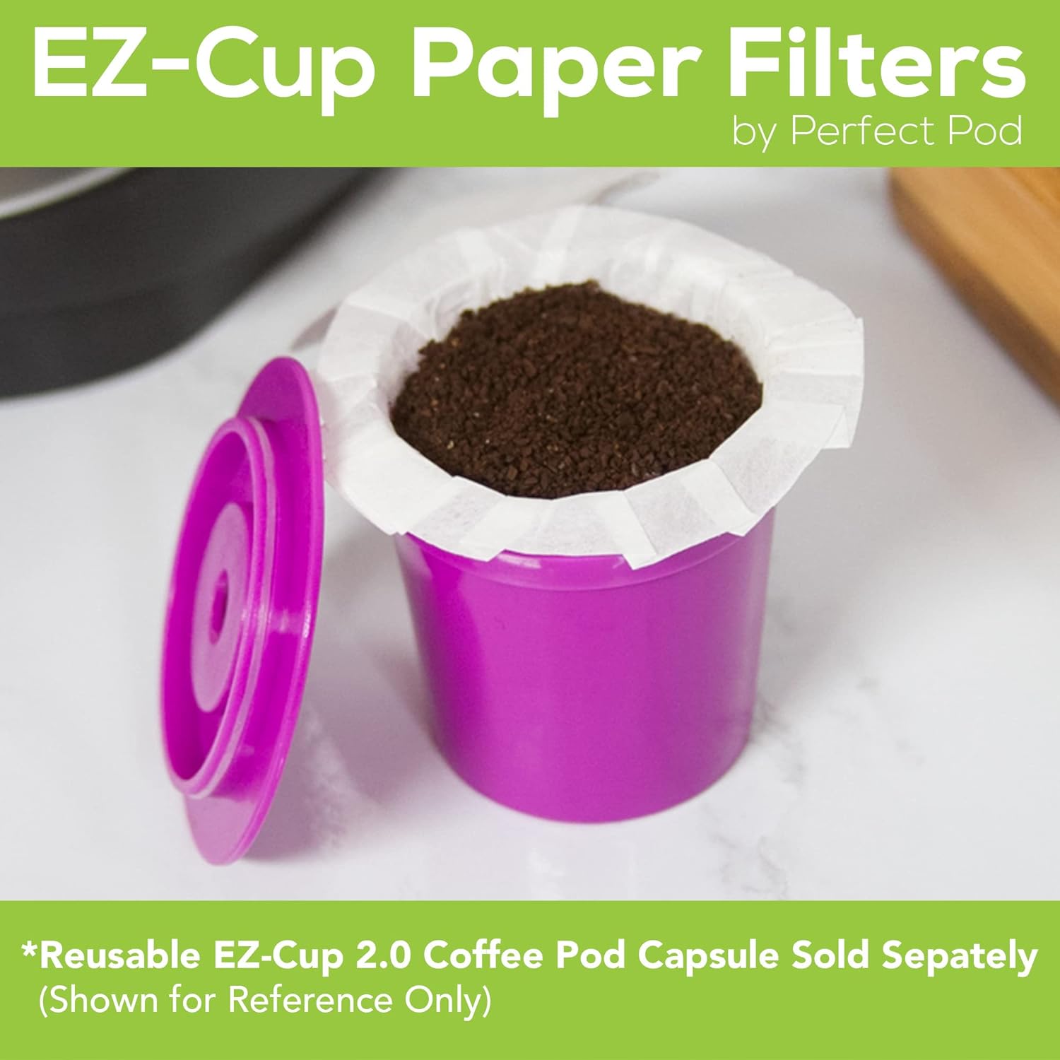 EZ-Cup Disposable Paper Filters with Patented Lid Design for Reusable Coffee Pods - 4 Pack (200 Filters)