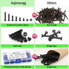 M3 Flat Head Machine Screws and Hex Nuts Kit, 380 Pcs Black Countersunk Head Phillips Screws Bolts Nuts Assortment