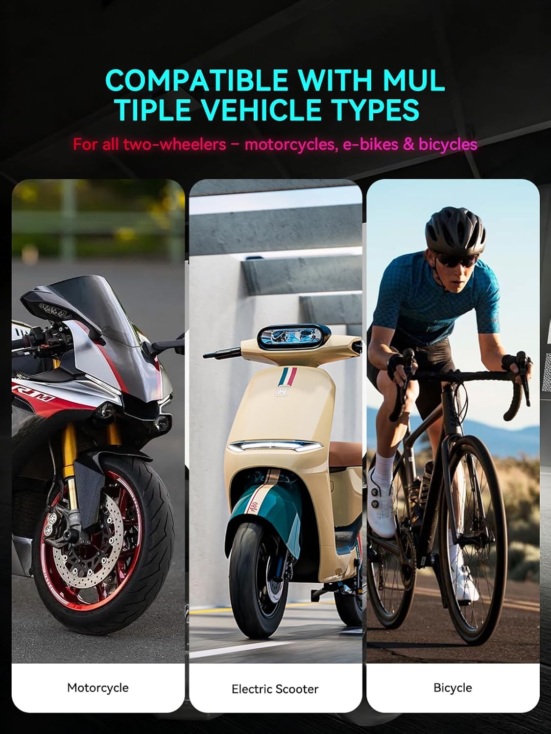 Motorcycle Tire Pressure Monitoring System, Bluetooth TPMS | Real-Time Tire Pressure & Temperature Monitor, Dual