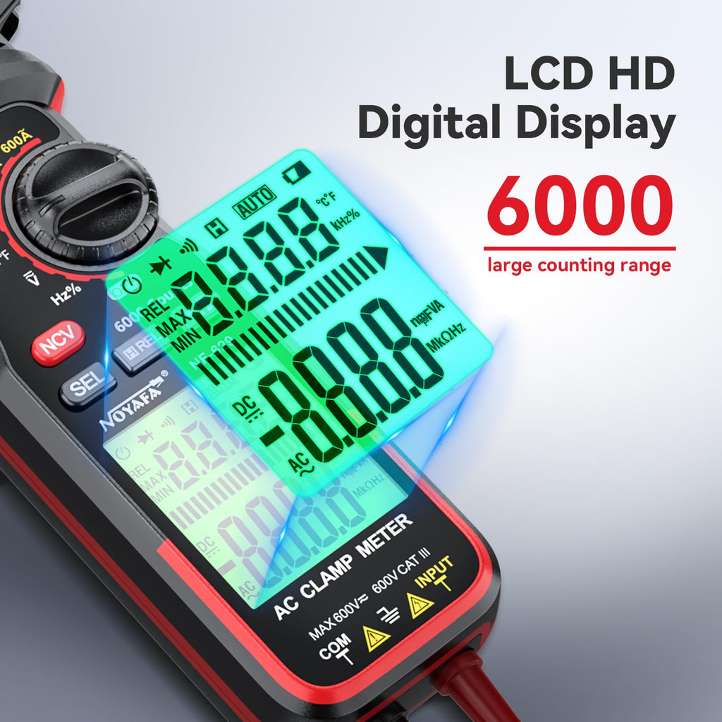 NOYAFA Digital Clamp Meter Multimeter 6000 Counts TRMS