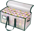 Portable Waterproof Christmas Ornament Storage Box, Large Capacity 128 Slots for 3-Inch Ornaments, Double-Sided Trays