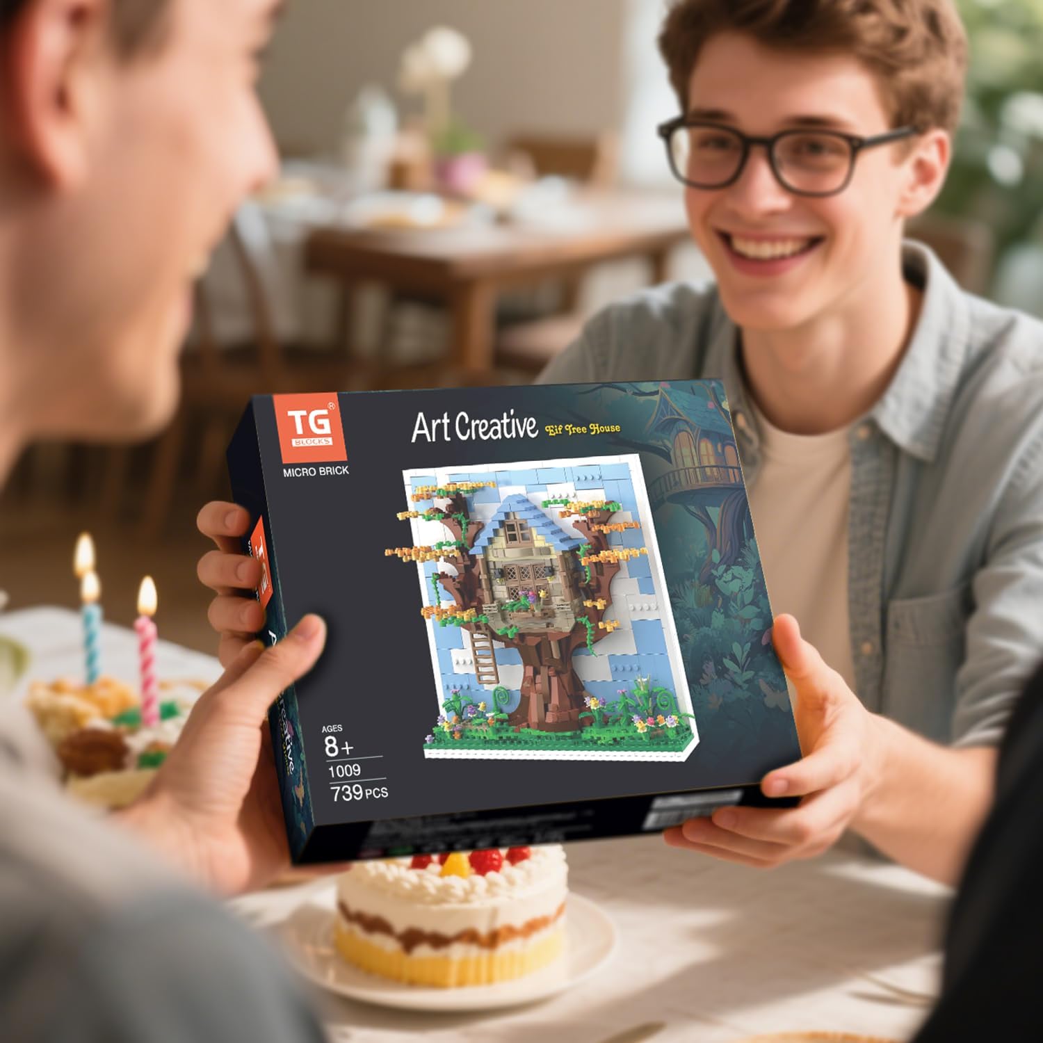 Micro Brick Eif Tree House Building Set, 3D Wall Art Home Office Decoration or Table Display, Creative Building Craft
