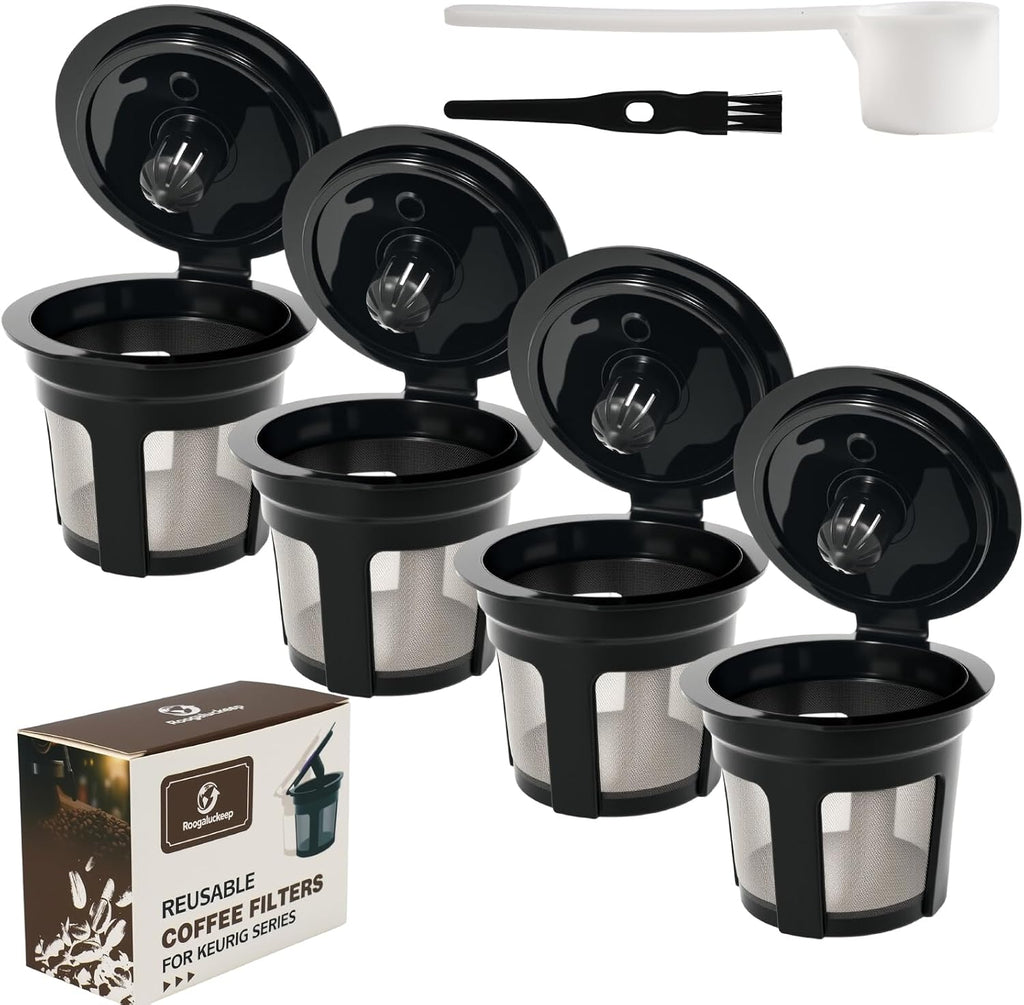 Reusable K Cups for Keurig, Refillable Pods, 4-Pack | BPA-Free, Compatible with Keurig 1.0&2.0, Eco-Friendly