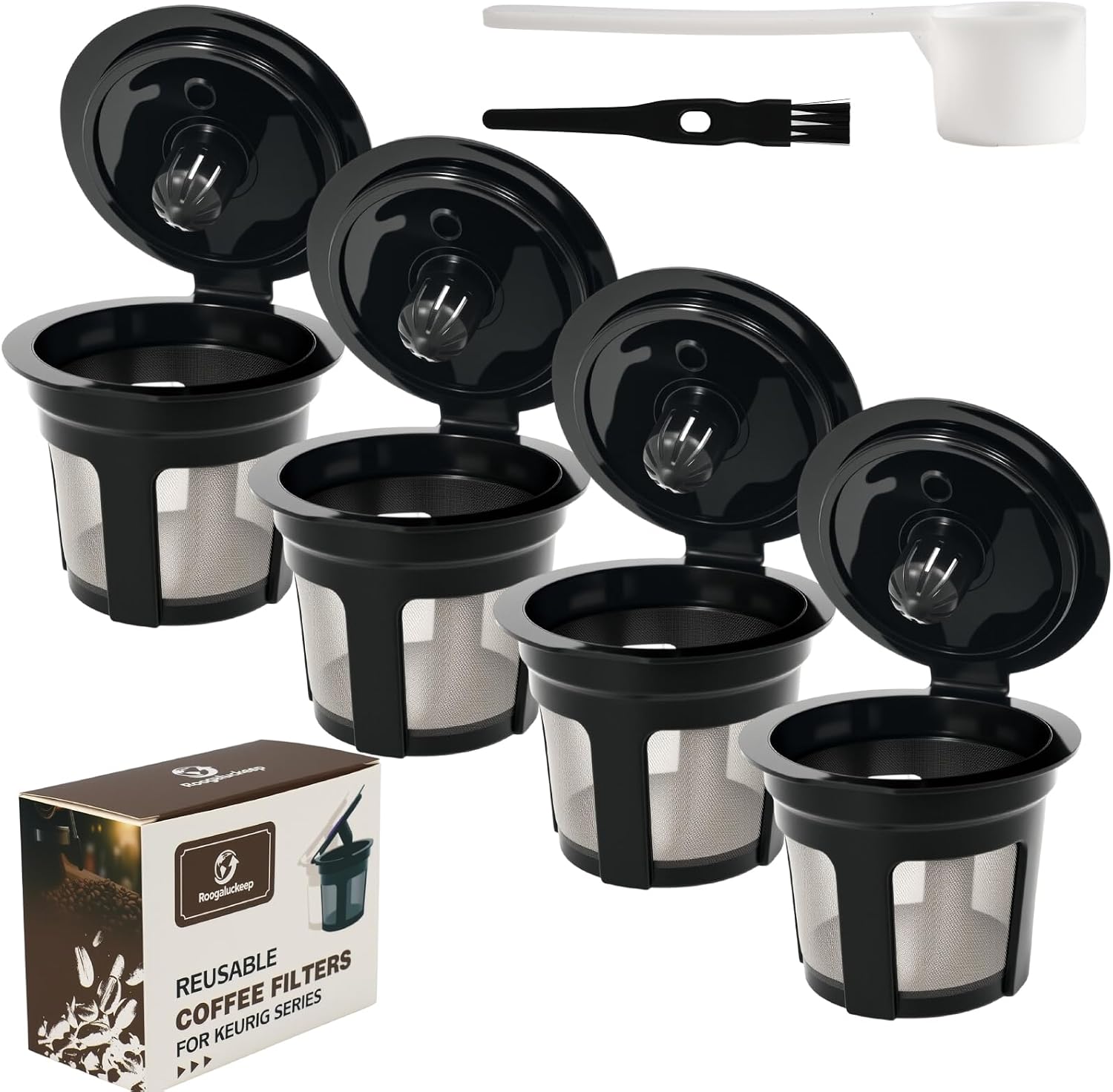 Reusable K Cups for Keurig, Refillable Pods, 4-Pack | BPA-Free, Compatible with Keurig 1.0&2.0, Eco-Friendly