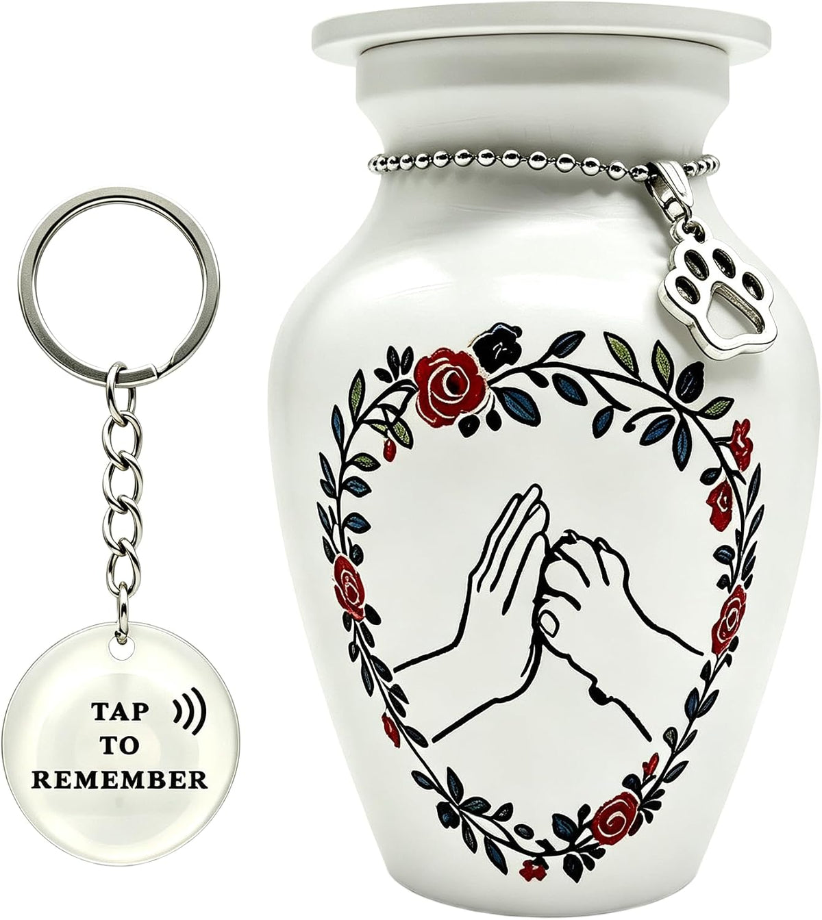 Keepsake Mini Pet Urn, Dual Memorial, Partial Ashes, Dogs & Cats, 2.75in H