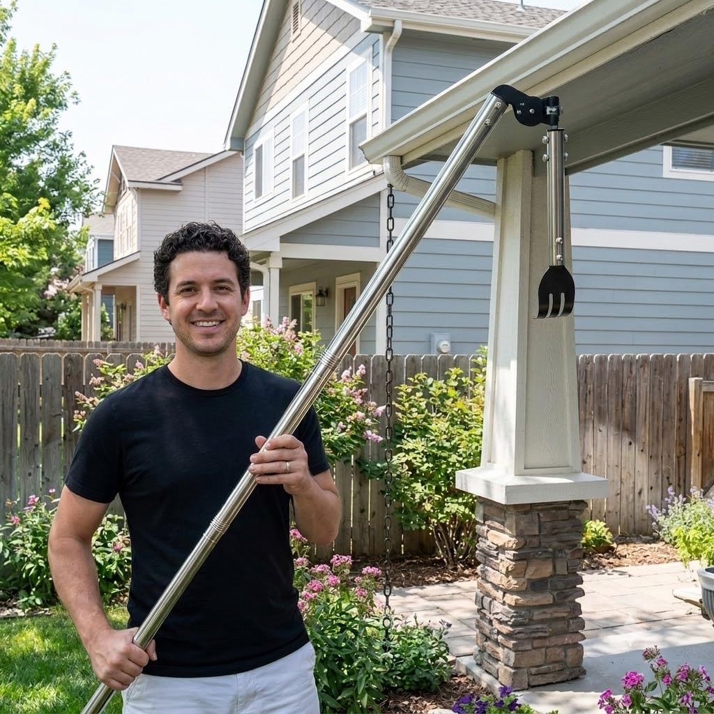 12FT Gutter Cleaning Tools from the Ground with Dual-Axis Adjustment