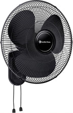 16" Oscillating Wall Mount Fan with Pull Chain - Black