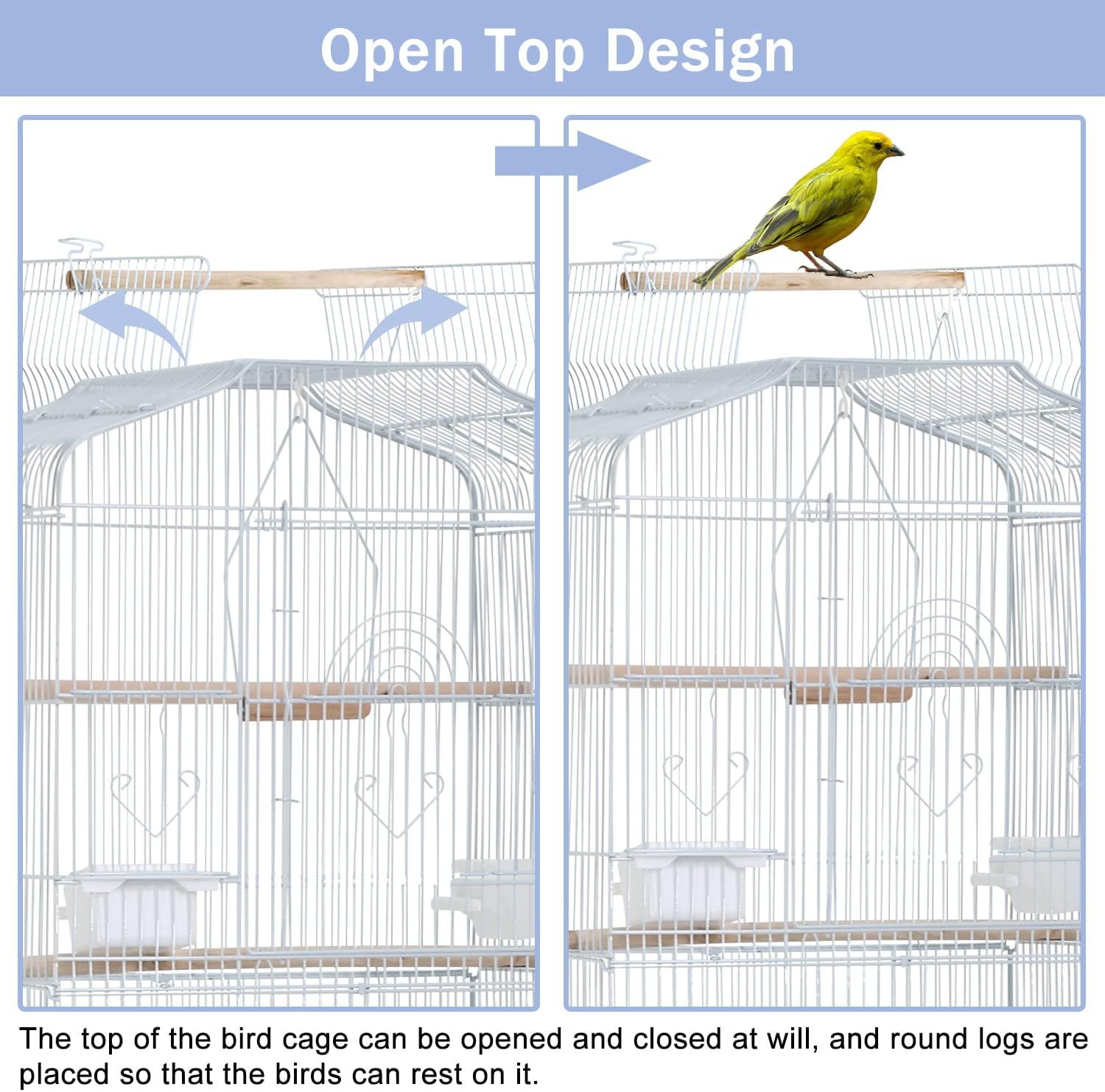 64 inch Bird Cage, Wrought Iron Parakeet Cage Bird Cages for Cockatiels, Medium Small Parrots, Conures, Lovebirds