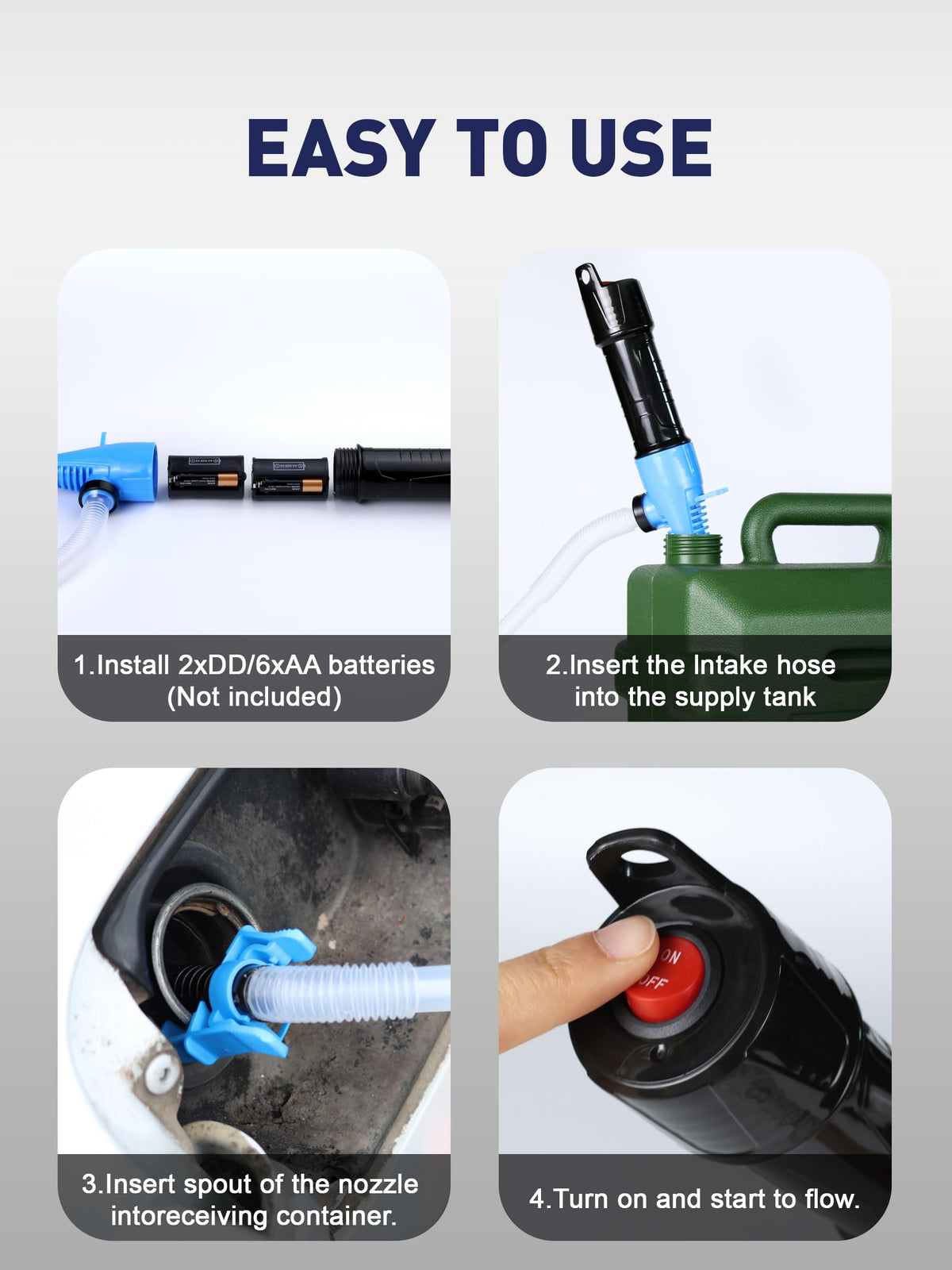 Cordless Fuel Transfer Pump, Battery Powered Fluid Transfer Pump, Max 3 GPM
