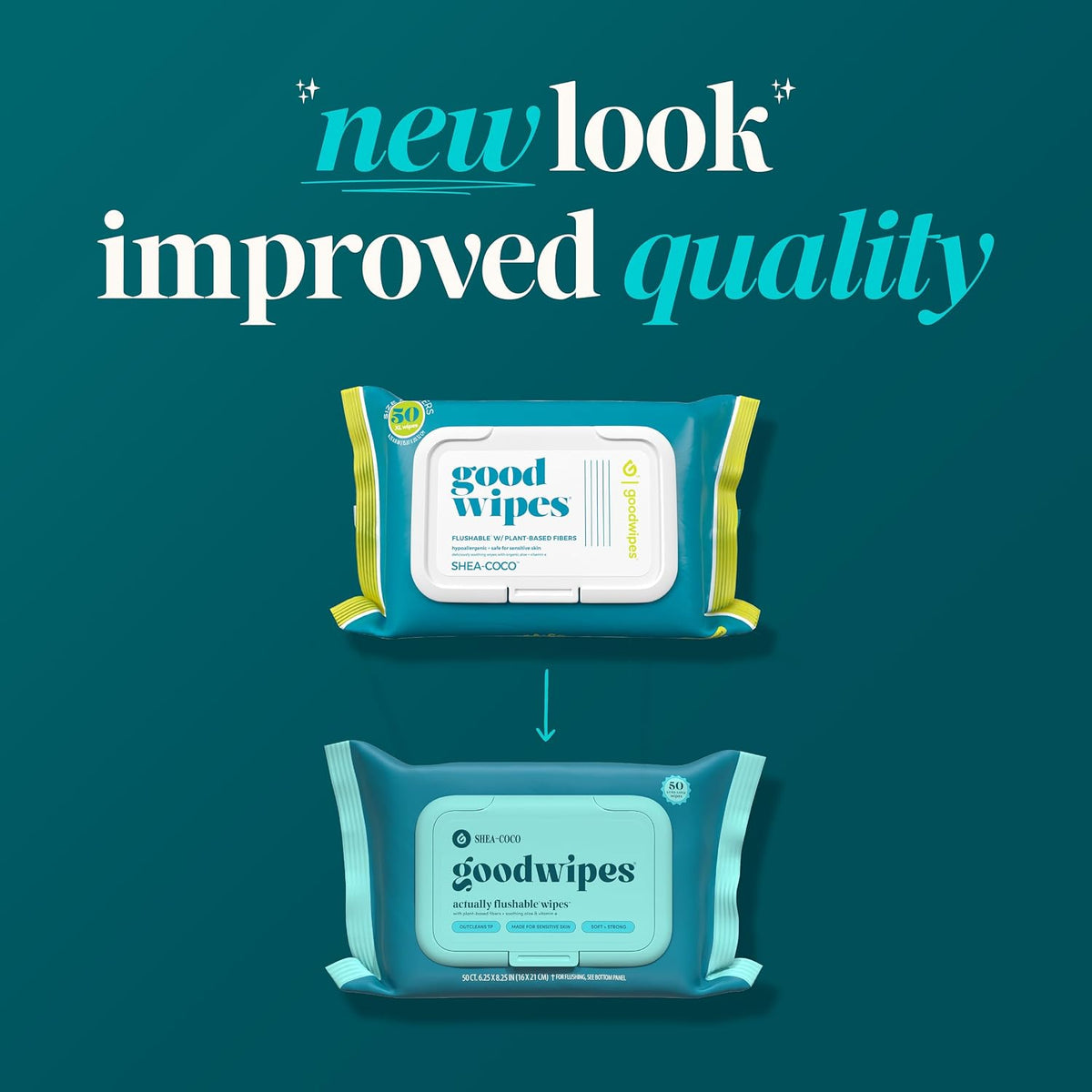 Flushable Wipes - Shea-Coco, 318 Wipes (6 Pack + 1 Travel Size)
