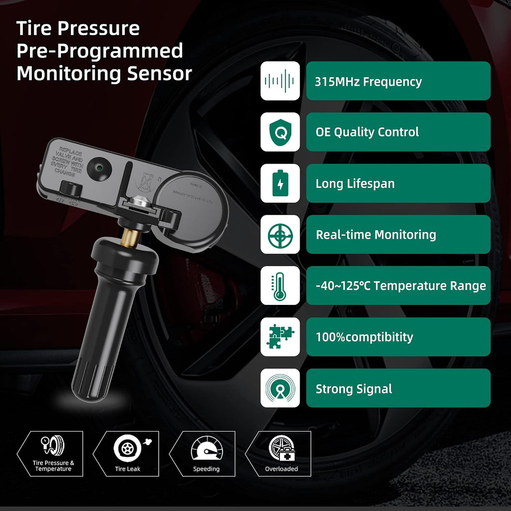 TPMS Sensors,GM 315Mhz Tire Pressure Monitoring Sensor | Compatible for Chevy Silverado GMC Cadillac Buick Pontiac