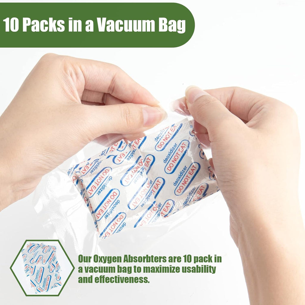 120 Packs 500CC Food Grade Oxygen Absorbers (10 Pack in Individual Vacuum Bag ) , Oxygen Absorbers For Long Term Food