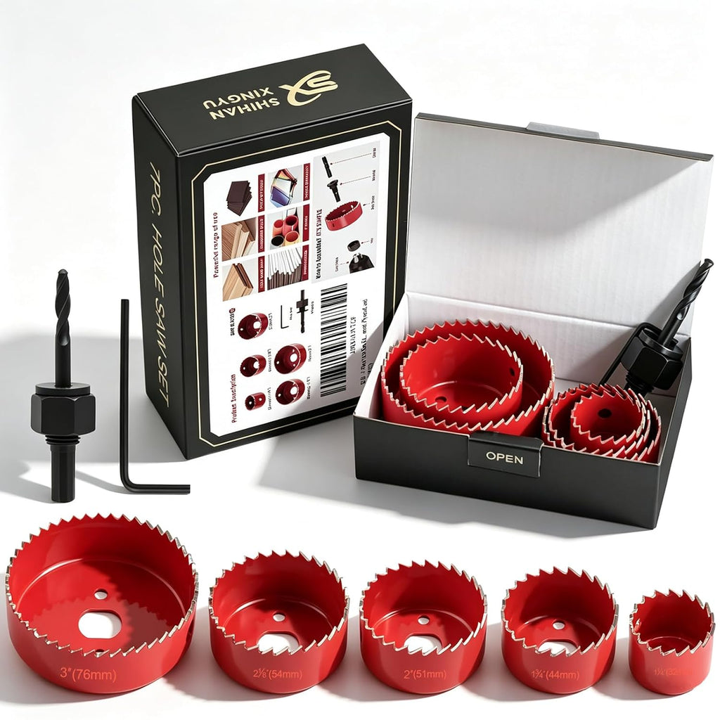 7-Piece Hole Saw Kit with Mandrel for Softwood and PVC