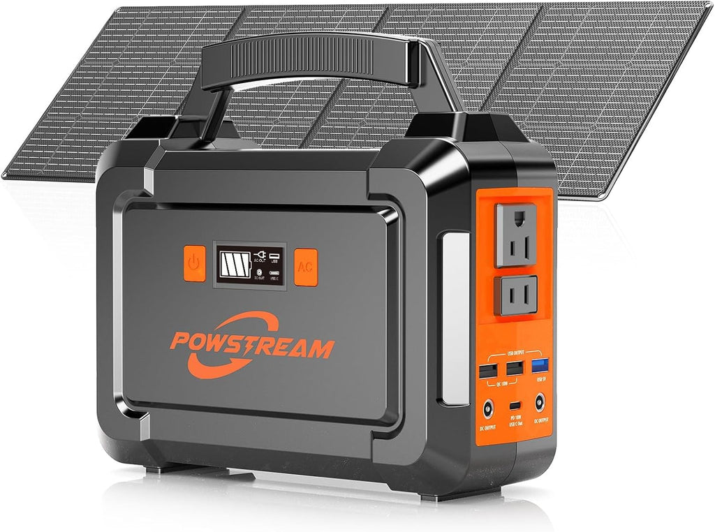 296Wh Portable Power Station with Solar Panel 60W Kit Solar Generator with Panels Included AC Outlet 300W Pure Sine