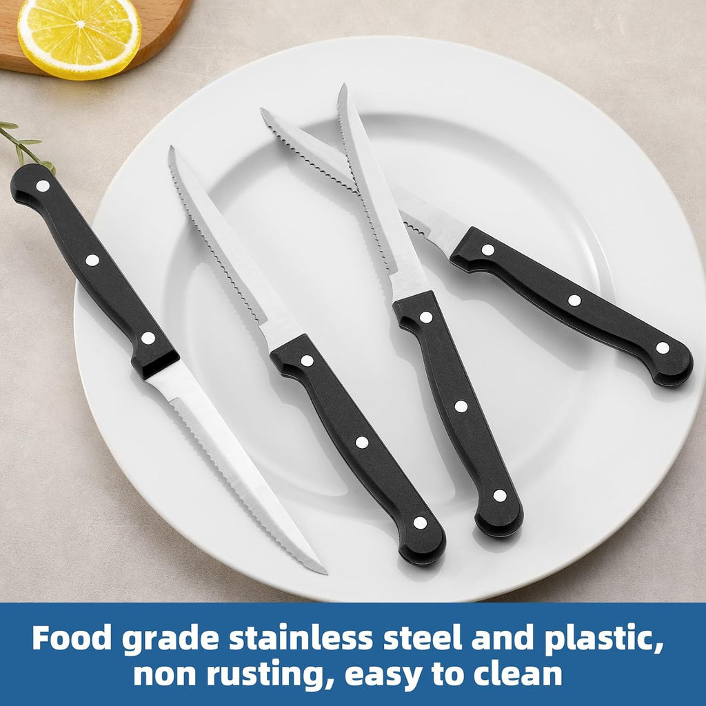 Steak Knives Set of 8, Sharp Triple Rivet Steak Knife Sets, High-Carbon Stainless Steel Serrated Blades, Ergonomic