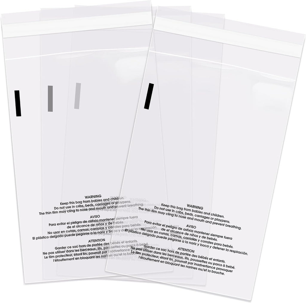 4” X 6” (1000 Count) Self Seal Clear Poly Bags with Suffocation Warning