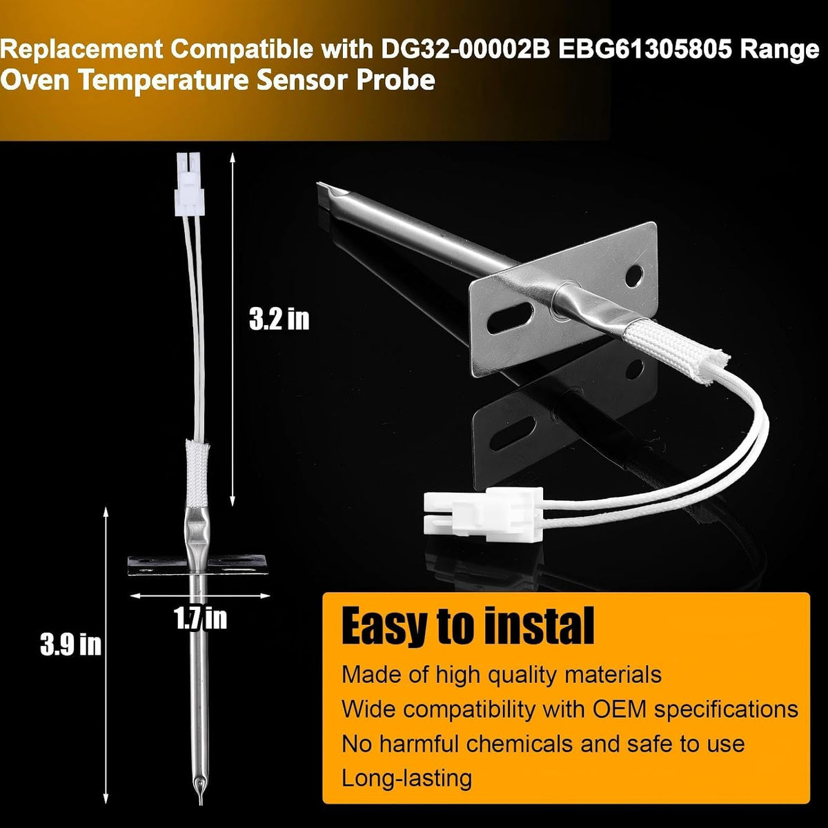 Copkim Gas Range Oven Ignitor Replacement Range Oven Temperature Sensor Probe Compatible with Samsung and LG DG94-00520A DG32-00002B EBG61305805 2692271 AP5577941 EAP4241428 PS4241428 ovens