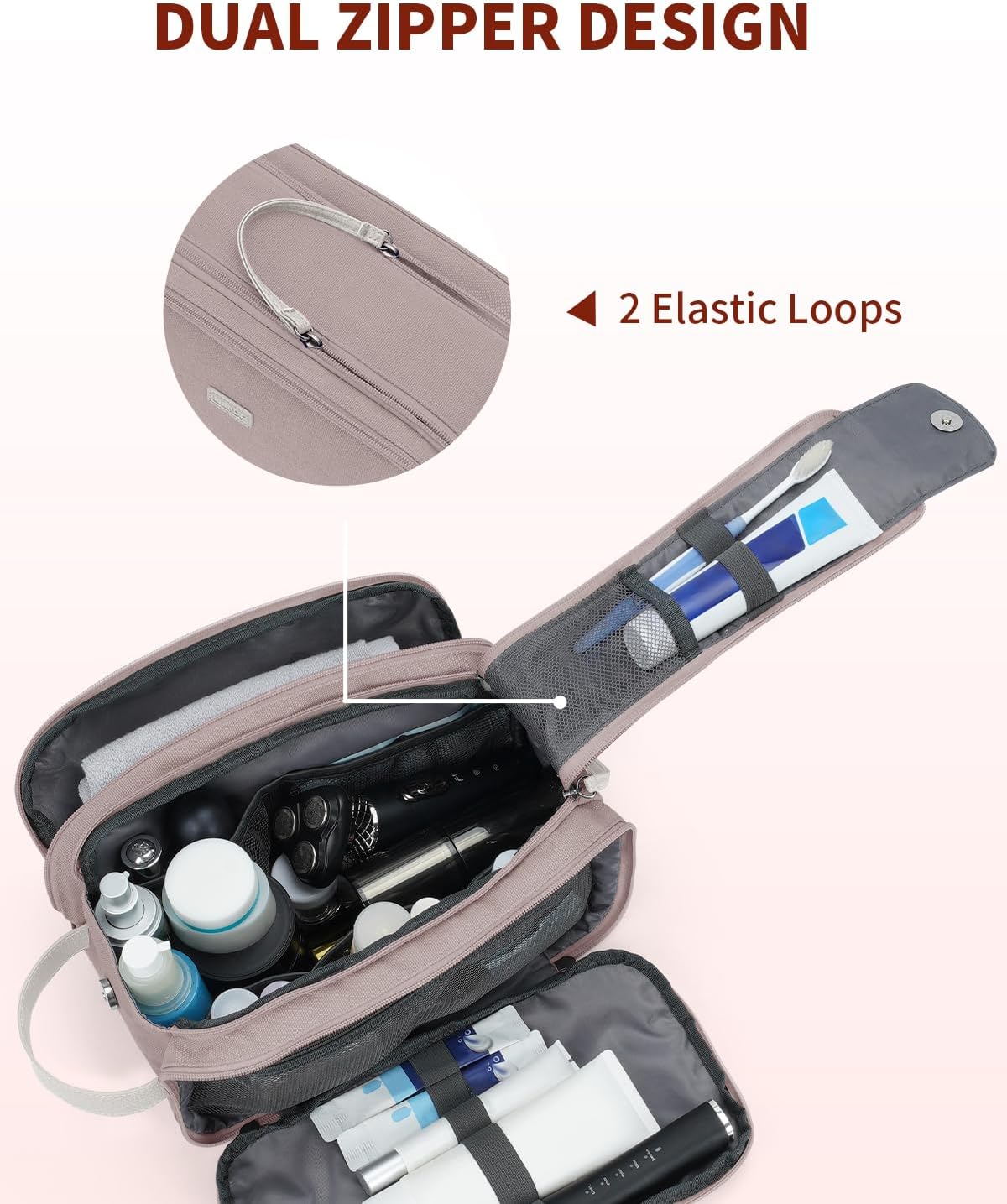 Toiletry Bag for Men Travel Toiletry Organizer Canvas and Leather Dopp Kit Water-Resistant Shaving Bag for Travel