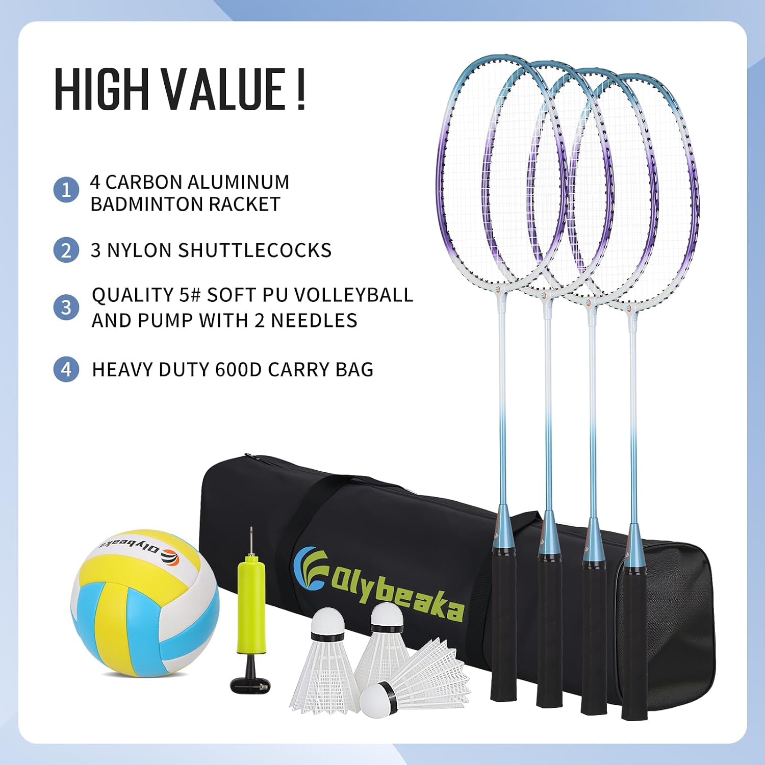 Portable Outdoor Volleyball Badminton Combo Net Set with 2 Nets | Badminton Volleyball Net for Backyard, Beach with