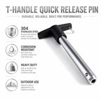 Vitefastening T-Handle Quick Release Pin with Lanyard 3/8x1 inch,2Pcs