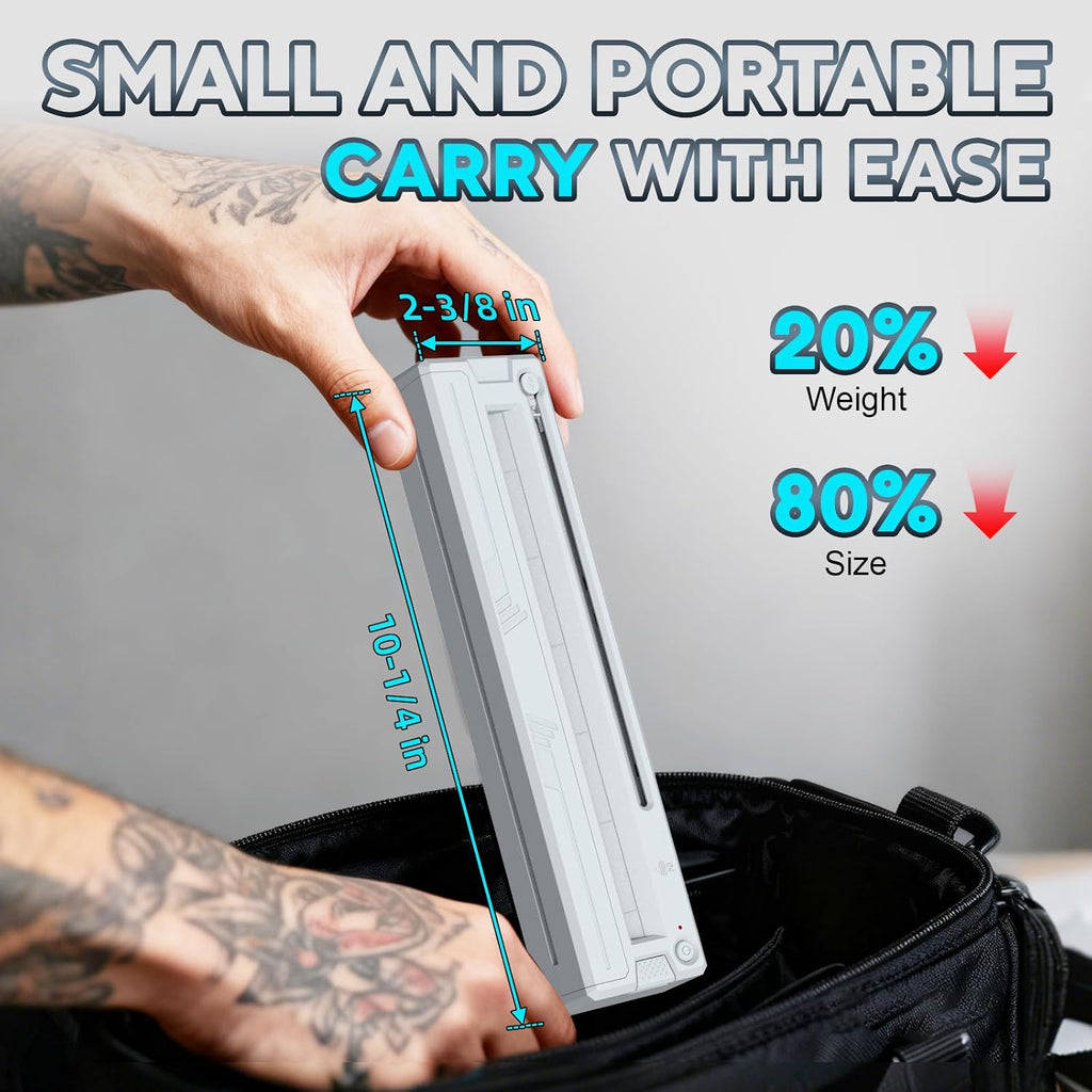 New Tattoo Stencil Printer - Wireless Bluetooth Thermal Kit with 10 Transfer Papers, Fits Custom-Size A4-A8 Width