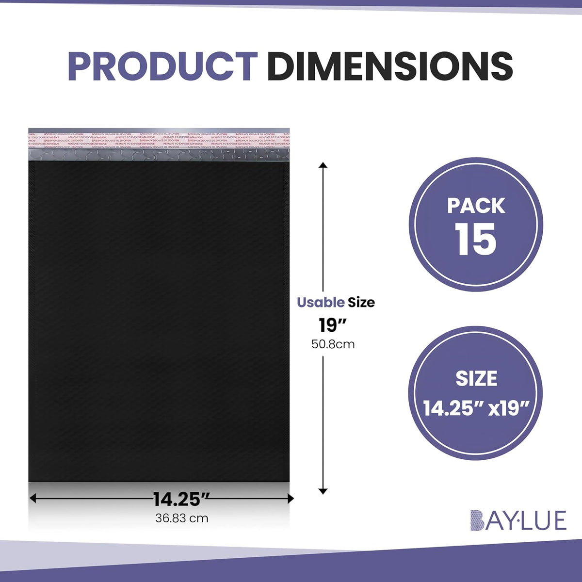 Black Bubble Mailers 14.25x20, Self Seal Poly Padded Envelopes #7, 15 Pack