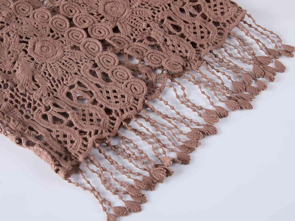 Girls Crochet Vest Cardigan with Fringe V-Neck Sleeveless Boho Vest Hollow Out Cardigan