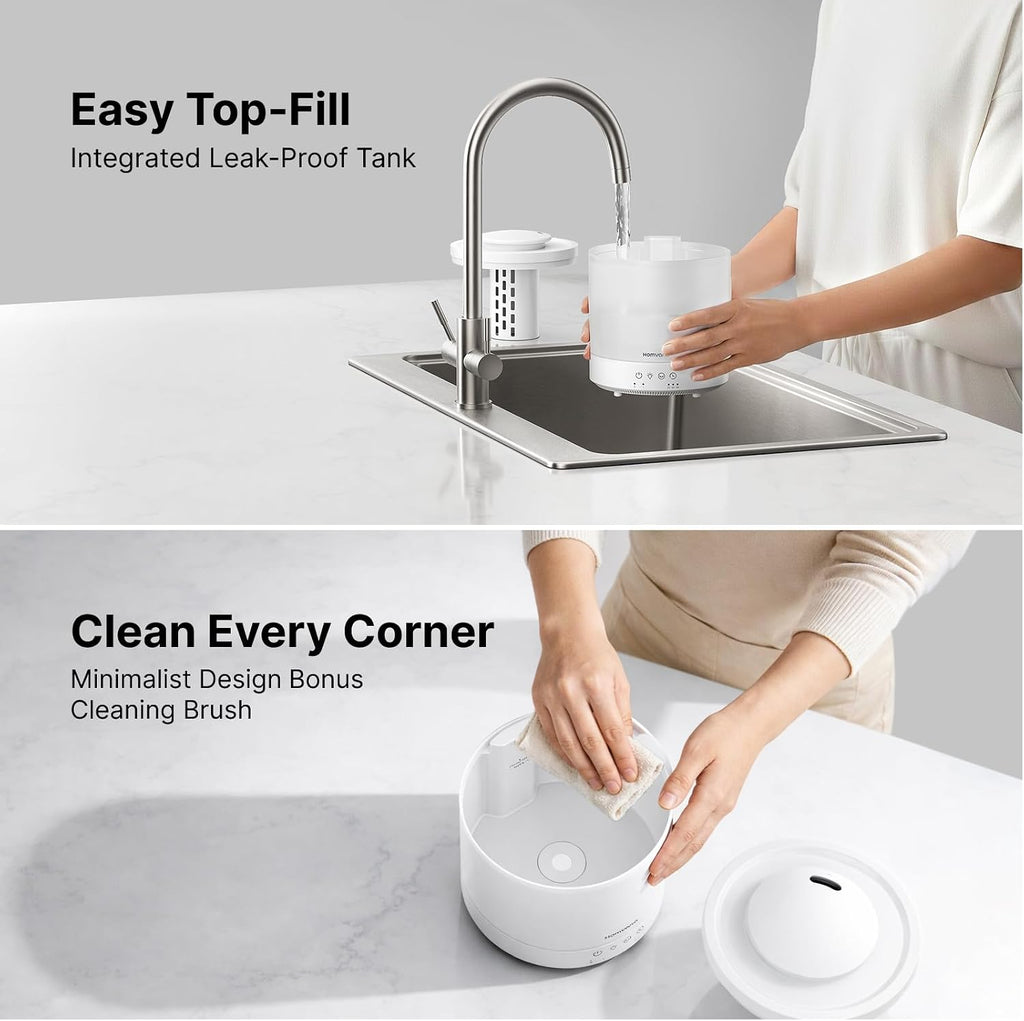 Humidifiers for Bedroom, Large Room, 1.5L Top-Fill, 2 Packs | 3 in 1 Ultrasonic Humidifier Oil Diffuser for
