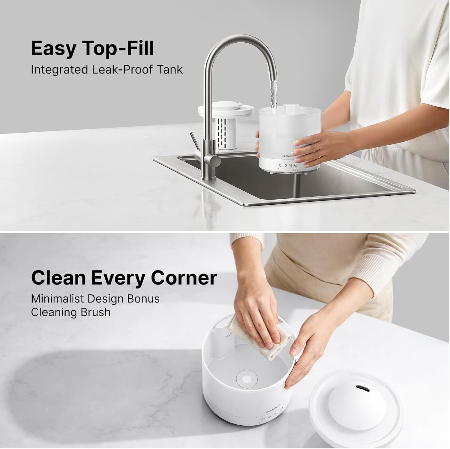 Humidifiers for Bedroom, Large Room, 1.5L Top-Fill, 2 Packs | 3 in 1 Ultrasonic Humidifier Oil Diffuser for
