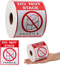1 Rolls 3" x 4" 500 Labels Do Not Stack Stickers, Heavy Duty Warning Labels for Shipping Boxes, Fragile Packages &