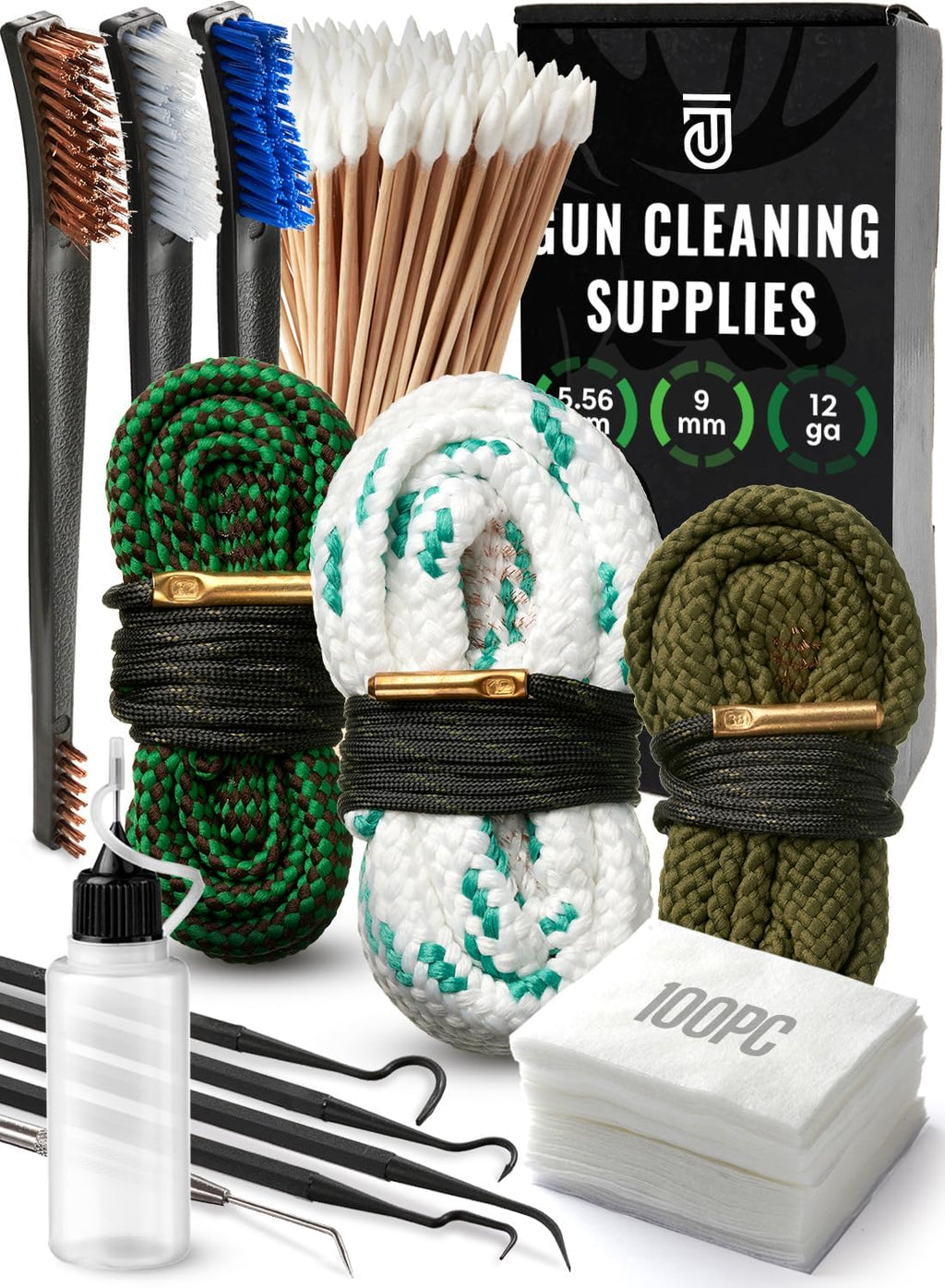 Bore Cleaner Gun Cleaning Kit For 12Ga / 5.56 / 9mm Gun Cleaning Snake, Gun Cleaning Supplies Incl. Gun Cleaning