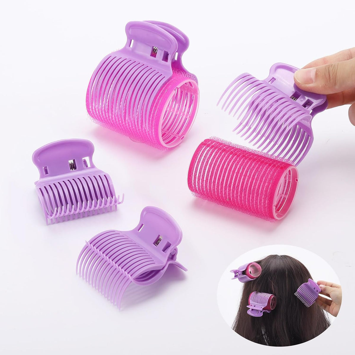 24 Hot Roller Clips for Hair Curler Claw Clip Replacement Hair Section Styling for Women Girls Purple