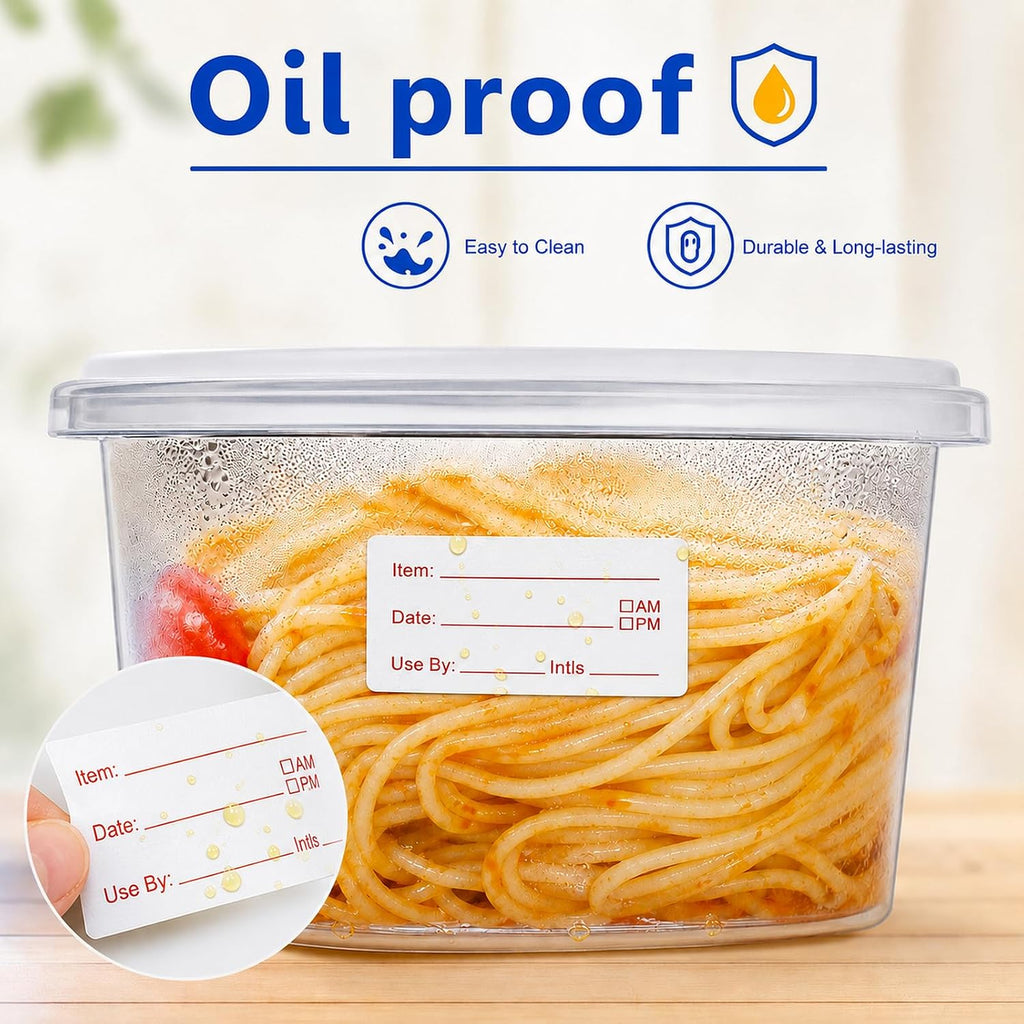 1 x 2 Inch Removable Food Labels, Date Label Stickers for Kitchen, 2 Rolls 1000 Pieces Freezer Labels for Food