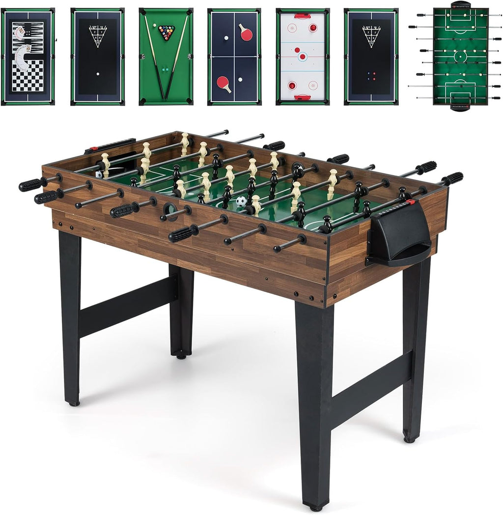 10-in-1 Combination Multi Game Table Set, Adult Size Combo Game Table W/Foosball, Table Tennis, Pool, Air Hockey