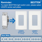 BESTTEN 10 Pack Single Pole Decorator Wall Light Switch, 15A 120/277V