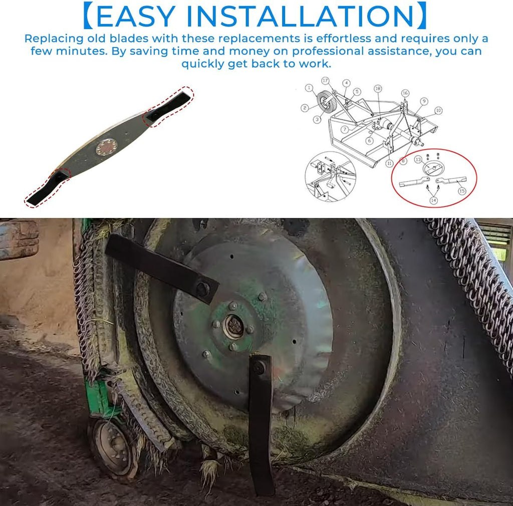 Skid Steer Brush Hog Cutter Blades 10mm Thick Spring Steel 2PCS | Fits For ASV Bobcat Case CAT John Deere Kubota &