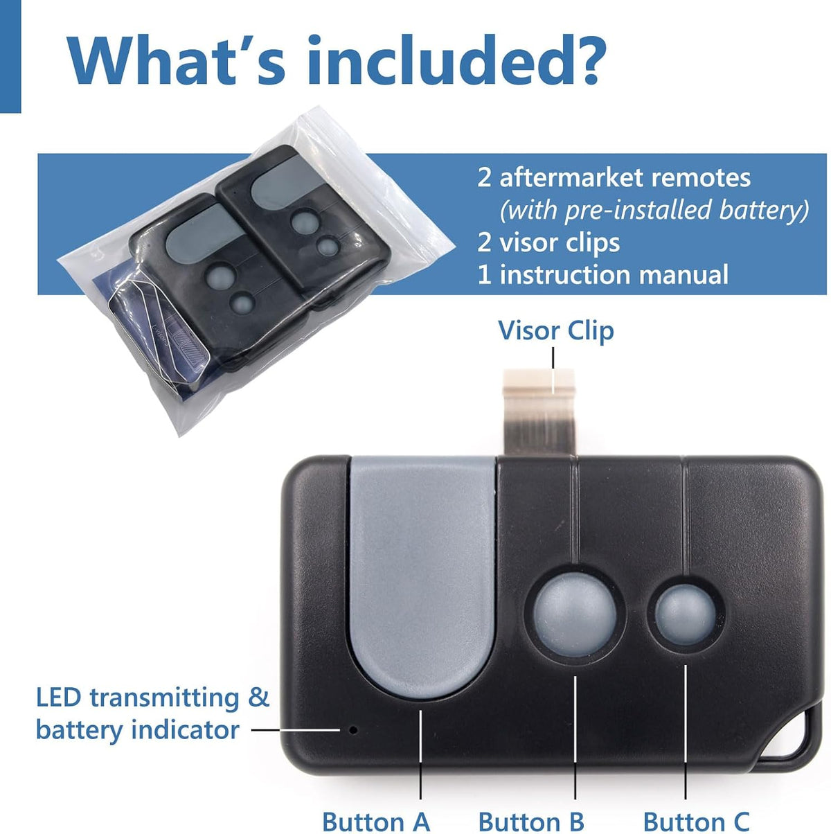 Solidremote Garage Door Opener Remote, for Sears Craftsman 139.53753 139.53681 139.53879, 2 Pack