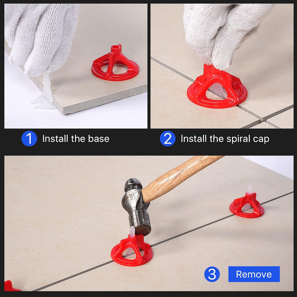 Pro-Grade 1/8" Professional Tile Leveling System Kit 300 Base+100 caps for Floor & Precision Gap Control |Effortless